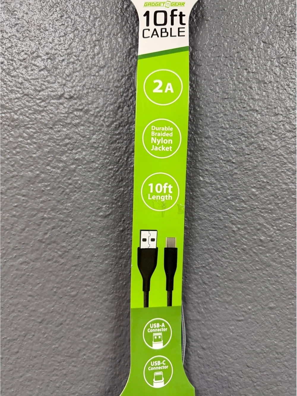 10ft USB-C to USB-A Fast Charging Cable Braided Long Phone Charger Cord Gray New